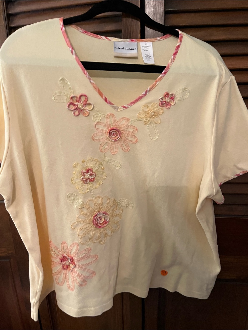 Alfred Dunner Yellow Knit Short Sleeve Top
